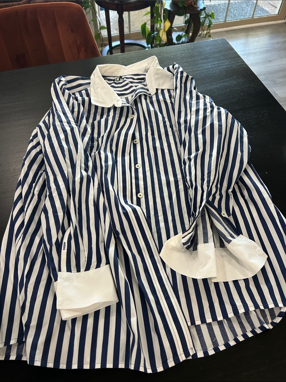 Navy & White Striped Shirt